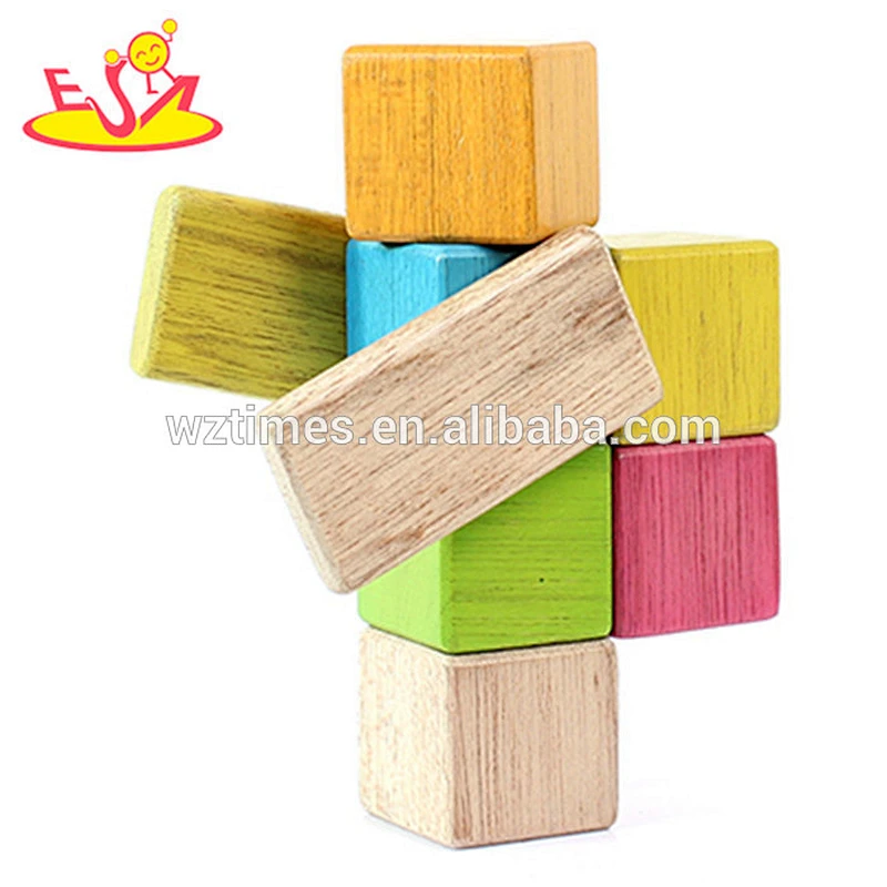 Wholesale colorful 18 pcs wooden magnetic tiles puzzle toy to carry out baby's imagination W03B047