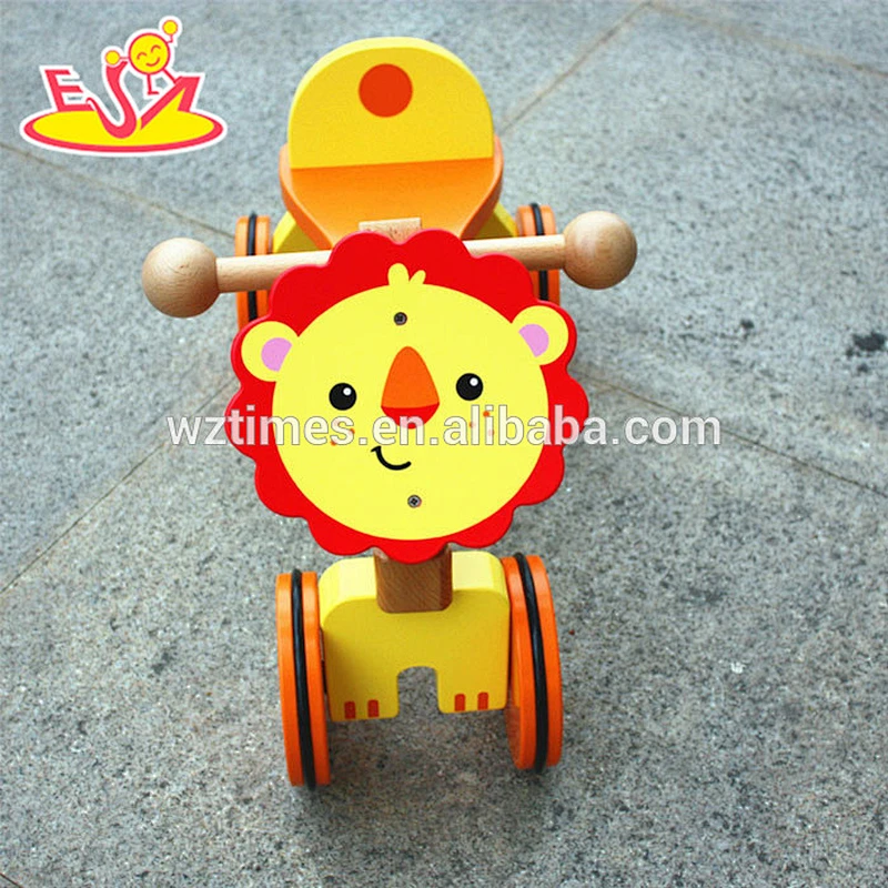 2018 wholesale kids wooden lion toy car fashion children wooden lion toy car hot sale wooden lion toy car W16A025