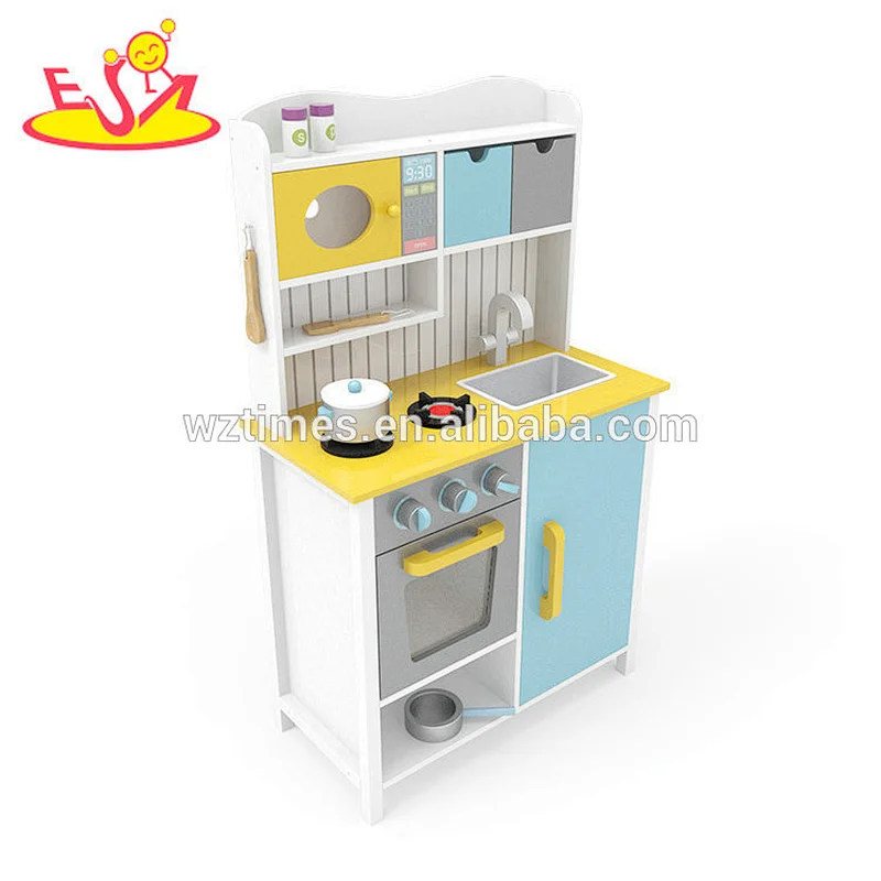 Venta al por mayor divertido juego de simulación de juegos de juguetes de madera juego moderno de cocina para niños W10C356