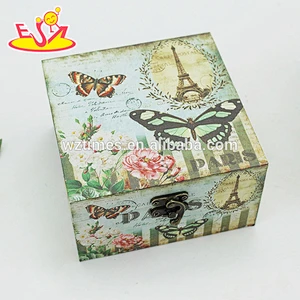 Wholesale high quality wooden gift box wonderful canvas wooden book shape gift box W18A023