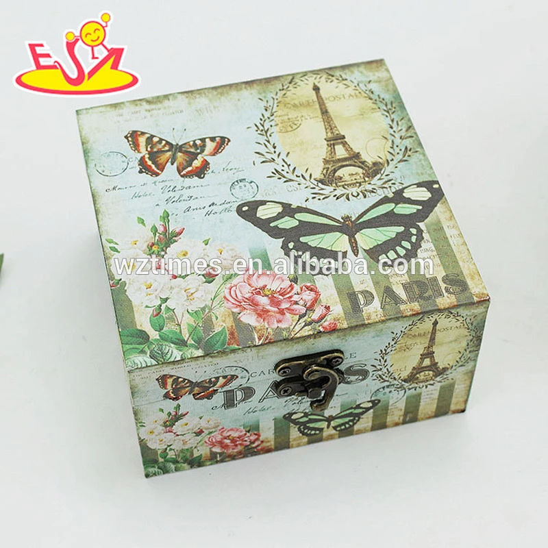 Wholesale high quality wooden gift box wonderful canvas wooden book shape gift box W18A023
