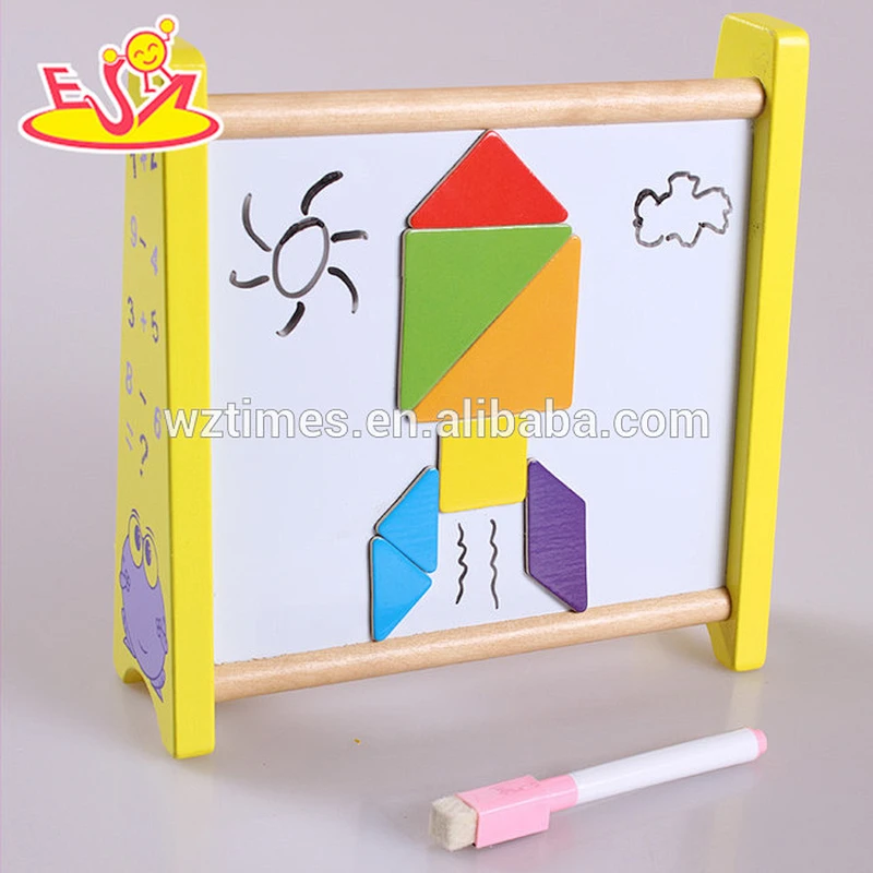 Wholesale teaching aid wooden baby abacus rack with drawing magnetic whiteboard W12A020