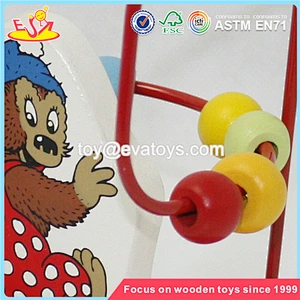 Wholesale funny educational baby wooden beads toy top fashion kids wooden beads toy W11B054