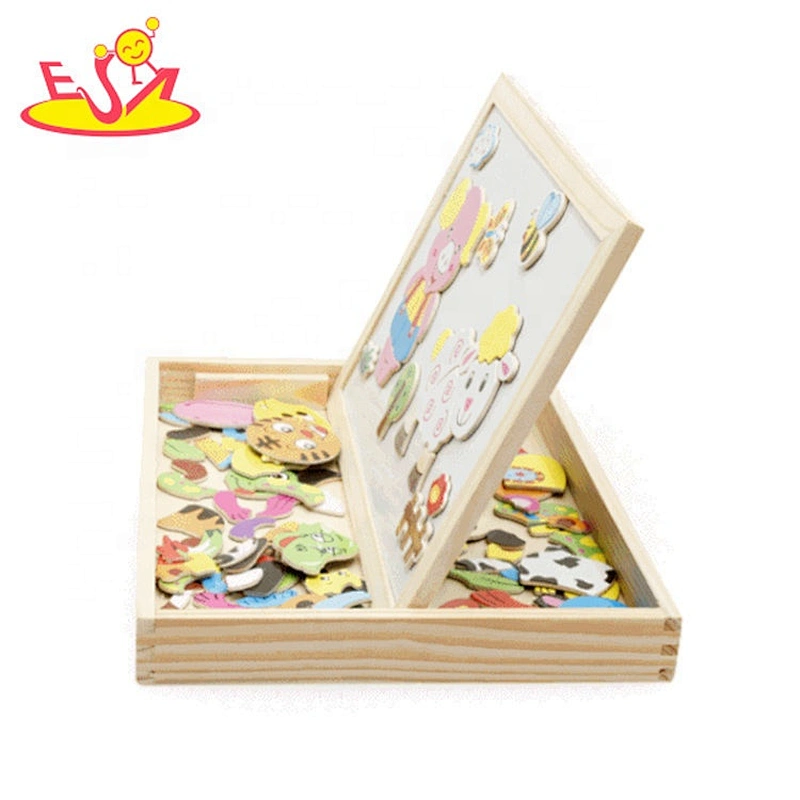 Top sale multifunction kids wooden magnetic puzzle with whiteboard W12B138