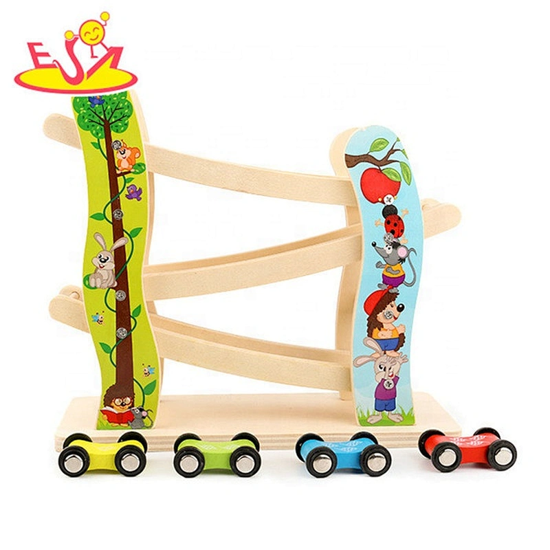 High speed mini wooden toy car ramp track for children W04E071