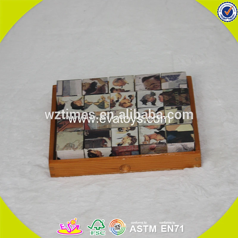 Wholesale baby wooden puzzle cube game for education W14F055