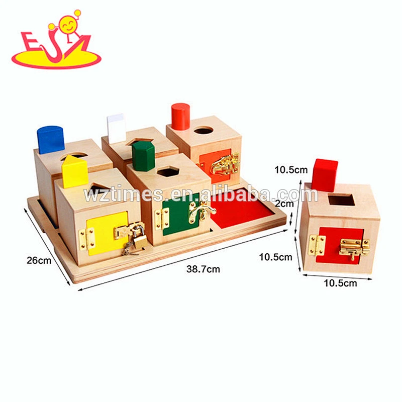 2018 New design children educational blocks box wooden best montessori toys W12F002