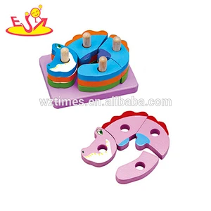 Lustiges hölzernes Hundformpuzzlespielspielzeug des Großhandels diy kreatives Babys hölzernes Hund Formspielzeug W13D032