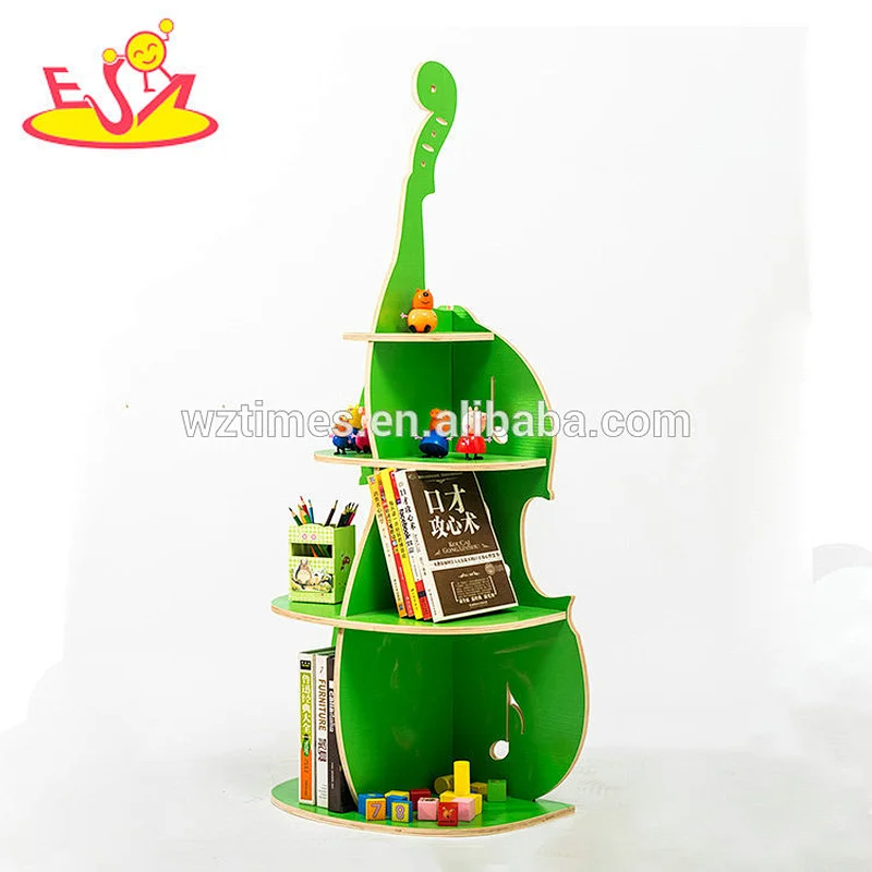 Wholesale most popular wooden cello shaped bookshelf as decorative art W08D074