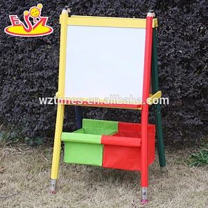 Wholesale best gift kids wooden easel with one side magnetic whiteboard and one side blackboard W12B047