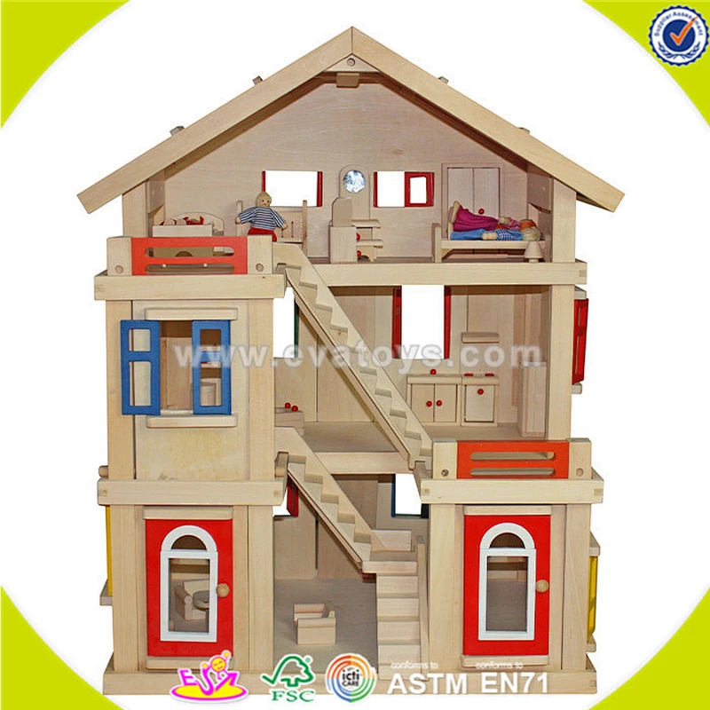 wholesale beautiful toddler wooden dollhouse toy , top quality toddler wooden dollhouse toy, cute wooden dollhouse toy W06A103