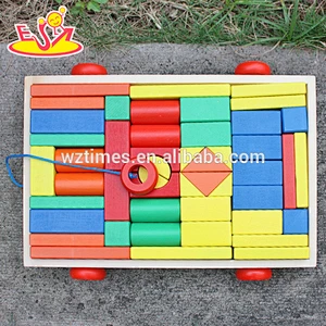 2018 wholesale pull car designed wooden children's building blocks for sale W13C031