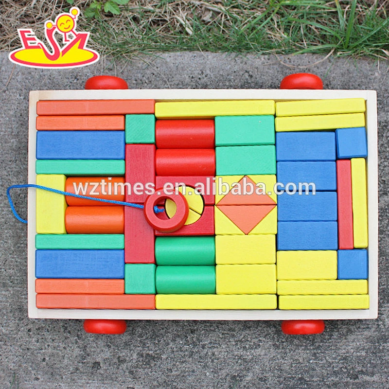 2018 wholesale pull car designed wooden children's building blocks for sale W13C031