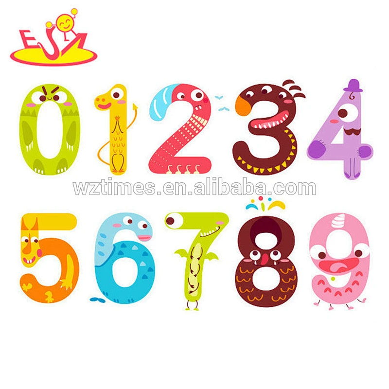 Wholesale educational toy wooden 123 puzzle for baby learning 0-9 W14B091