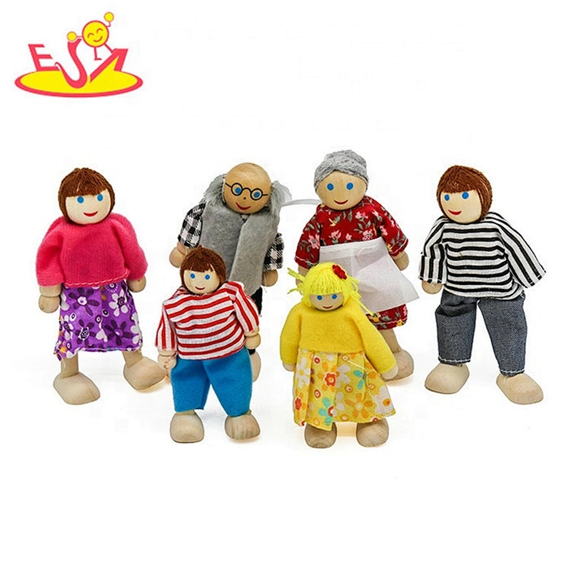 New design miniature wooden dolls house figures for kids W06D119