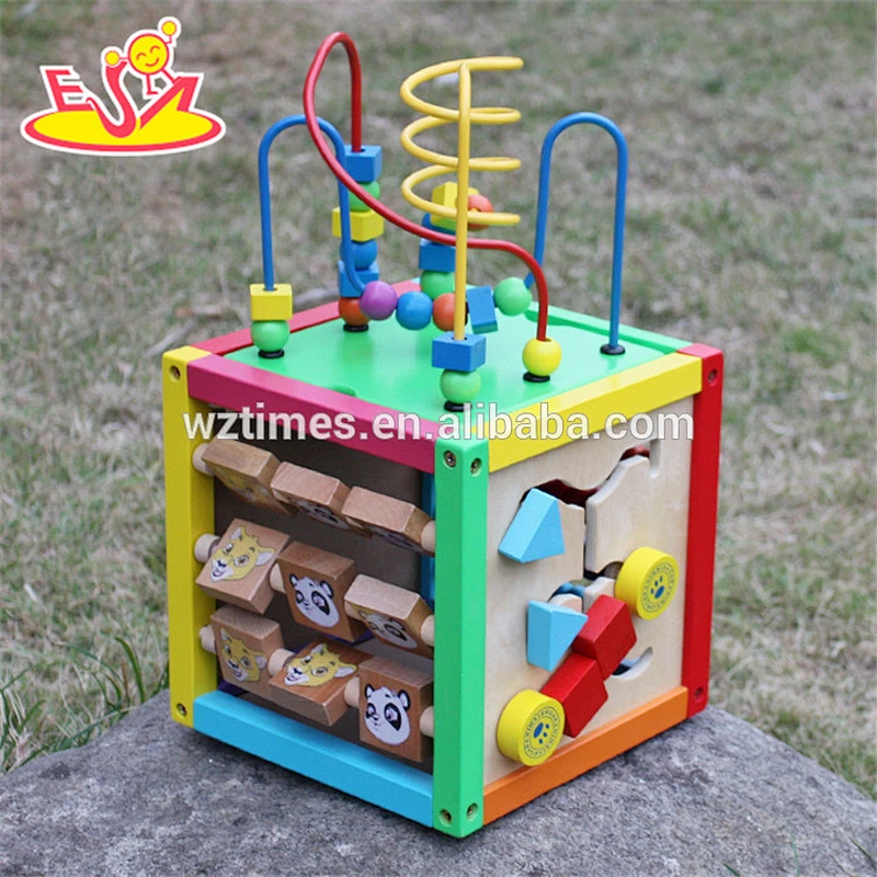 2018 wholesale multi-function toddlers wooden bead activity table new design funny kids wooden bead activity table W11B137