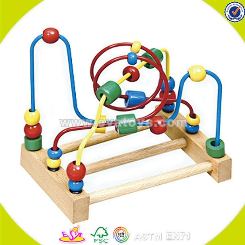 Wholesale hot sale baby wooden beads maze toy funny wooden beads maze toy lovely wooden beads maze cubic toy W11B048