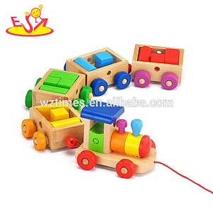 2018 wholesale baby wooden train block funny kids wooden train block educational children wooden train block W05C024