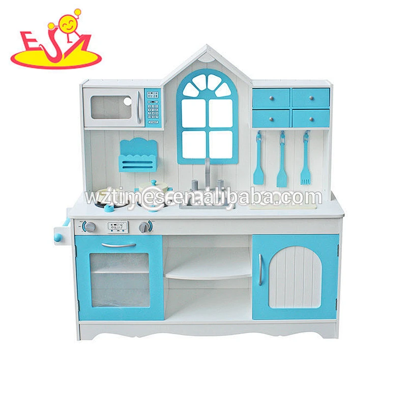 Wholesale fancy kitchen table toy wooden play pots and pans for preschool W10C351