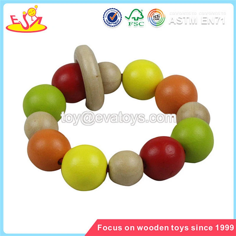 New design interesting sound wooden doll rattle toy for kids W08K014