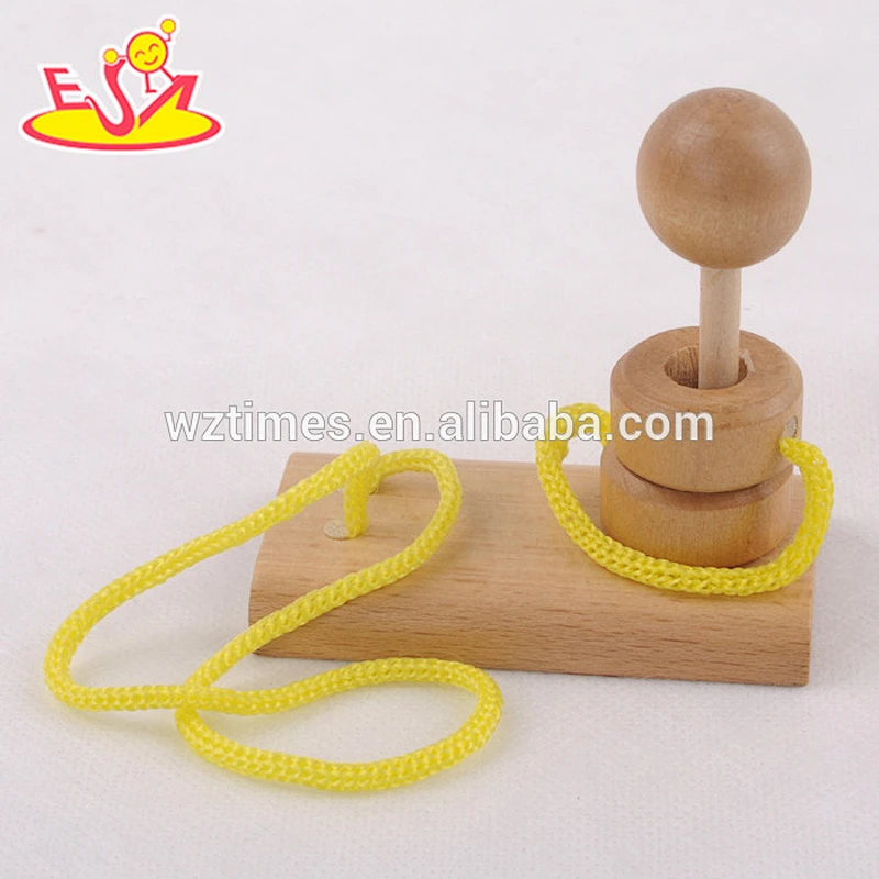 Wholesale most popular educational diy wooden rope puzzle toy for kids W11C022