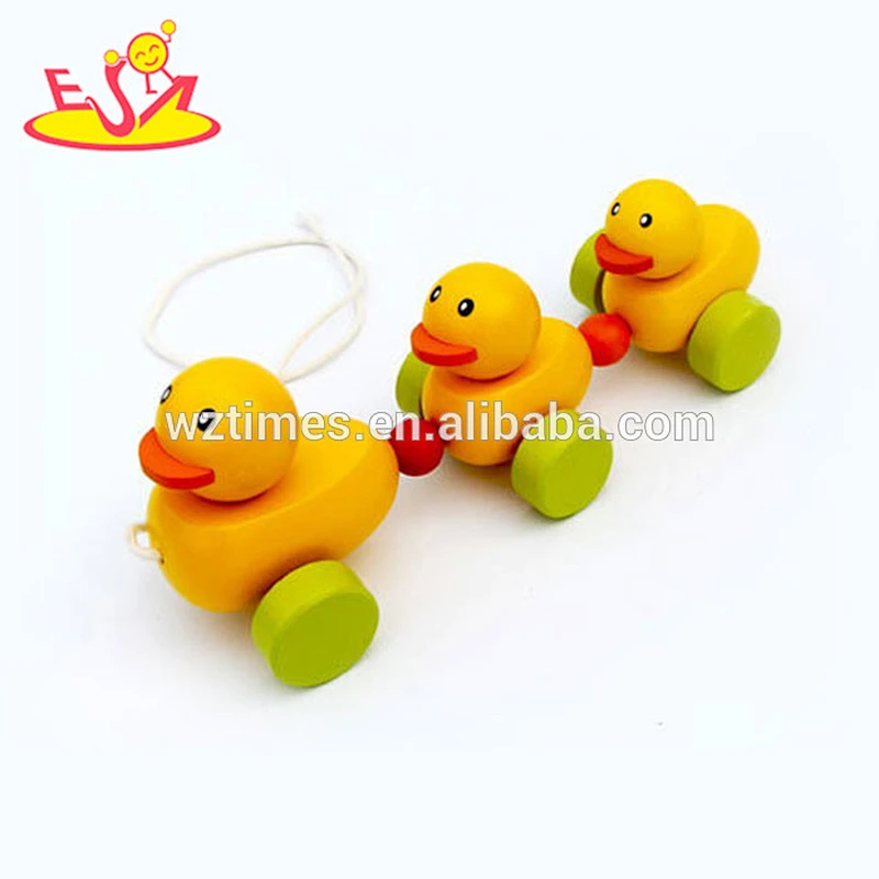 2018 wholesale kids wooden yellow duck toy fashion children wooden yellow duck toy funny baby wooden yellow duck toy W05B146