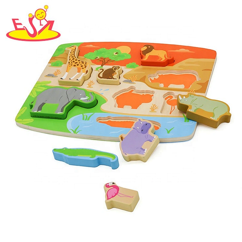 2019 Top fashion educational 3d wooden animal puzzles for kids W14D091