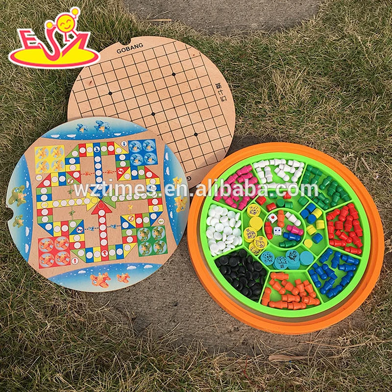 Wholesale interesting full set five types 5 in 1 wooden board chess game toy W11A044