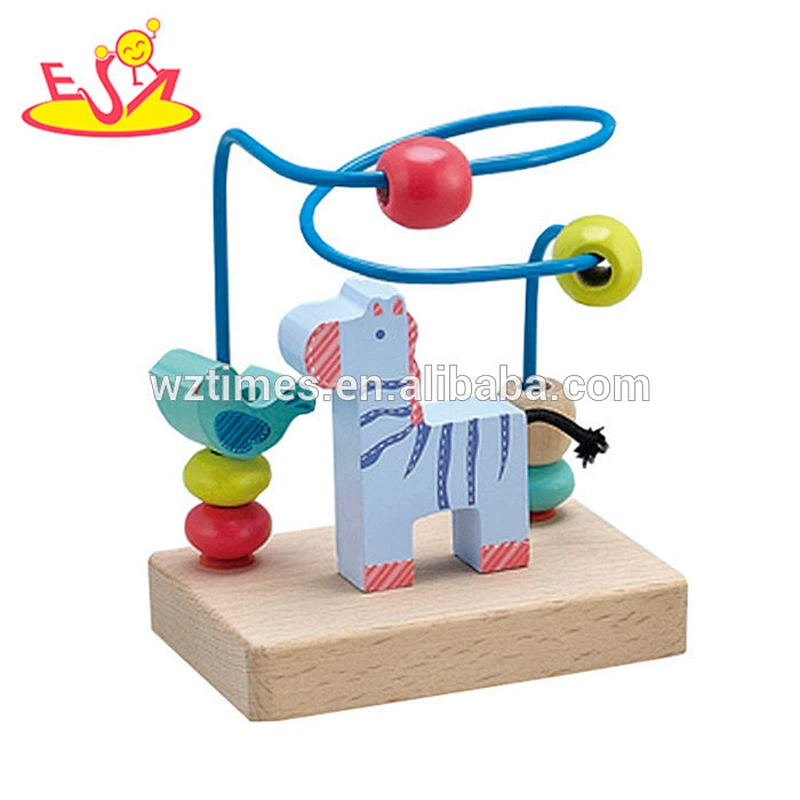 Wholesale brand new wooden string animal beads toy beautiful kids wooden animal beads toy W11B022