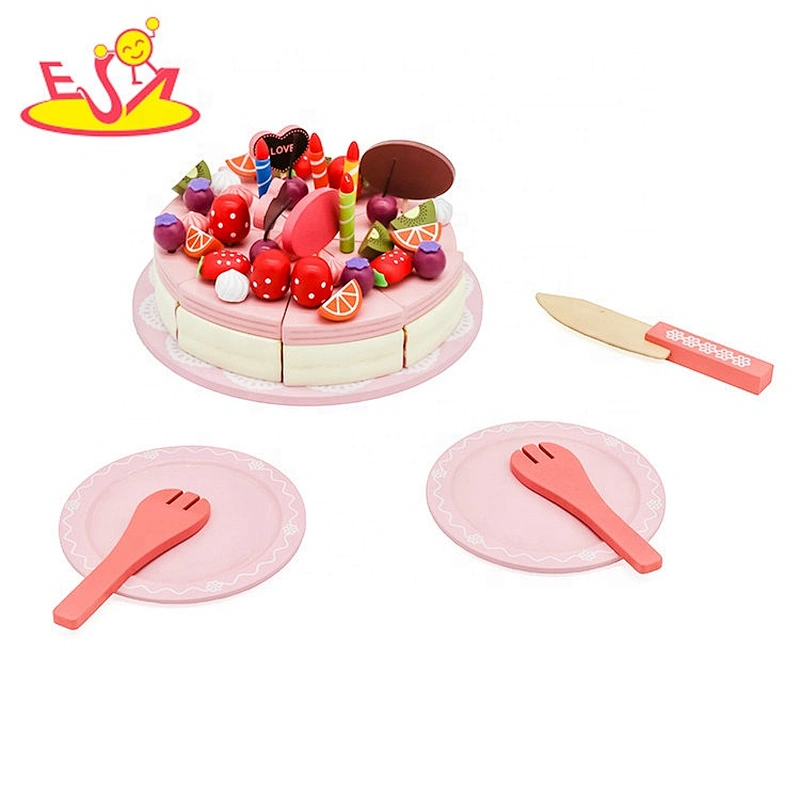 New design colorful wooden toy cake set for kids W10B320