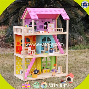 2018 New design wooden newly doll house children wooden newly doll house baby wooden newly doll house W06A170