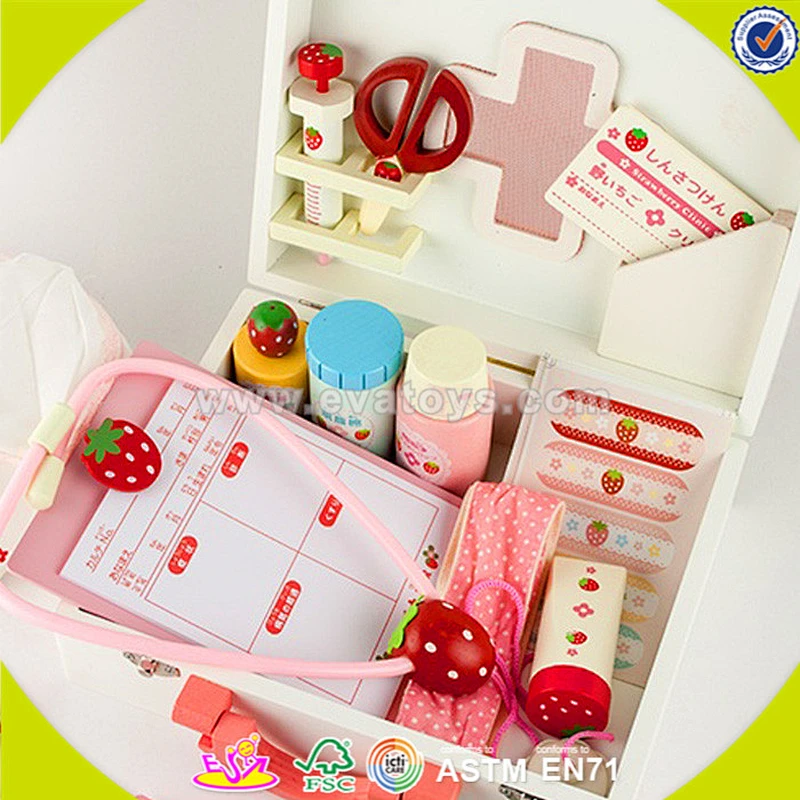 wholesale baby wooden medical care toy, hot sale kids role play wooden medical care toy, popular wooden medical toy W10D011