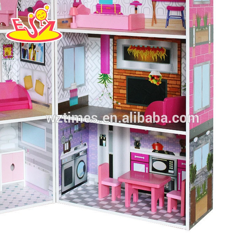 2018 Wholesale best luxurious six rooms girls play doll house W06A245