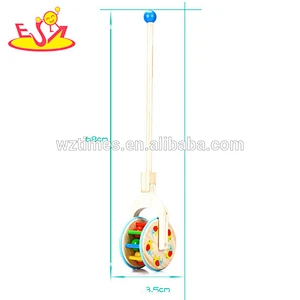 High quality children wooden push bell toy for preschoolers W05A017