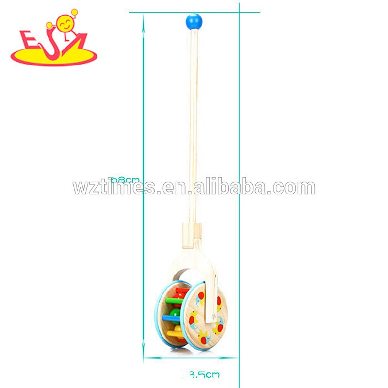 High quality children wooden push bell toy for preschoolers W05A017