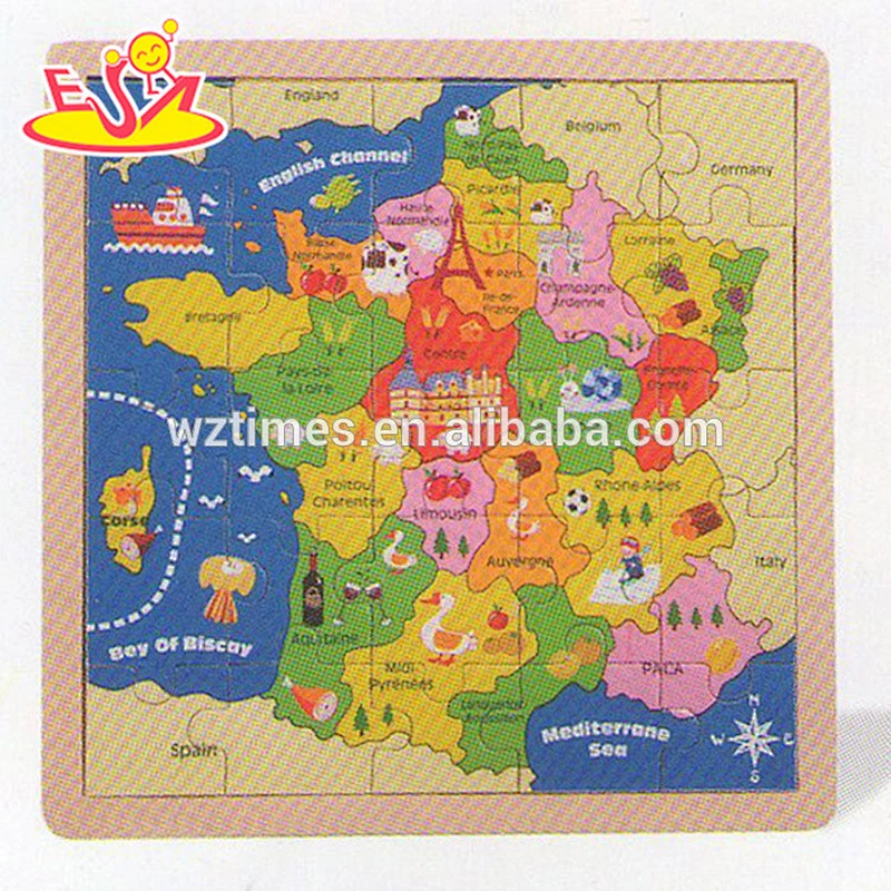 wholesale baby wooden puzzle map, educational kids wooden puzzle map cheap children wooden puzzle map W14C142