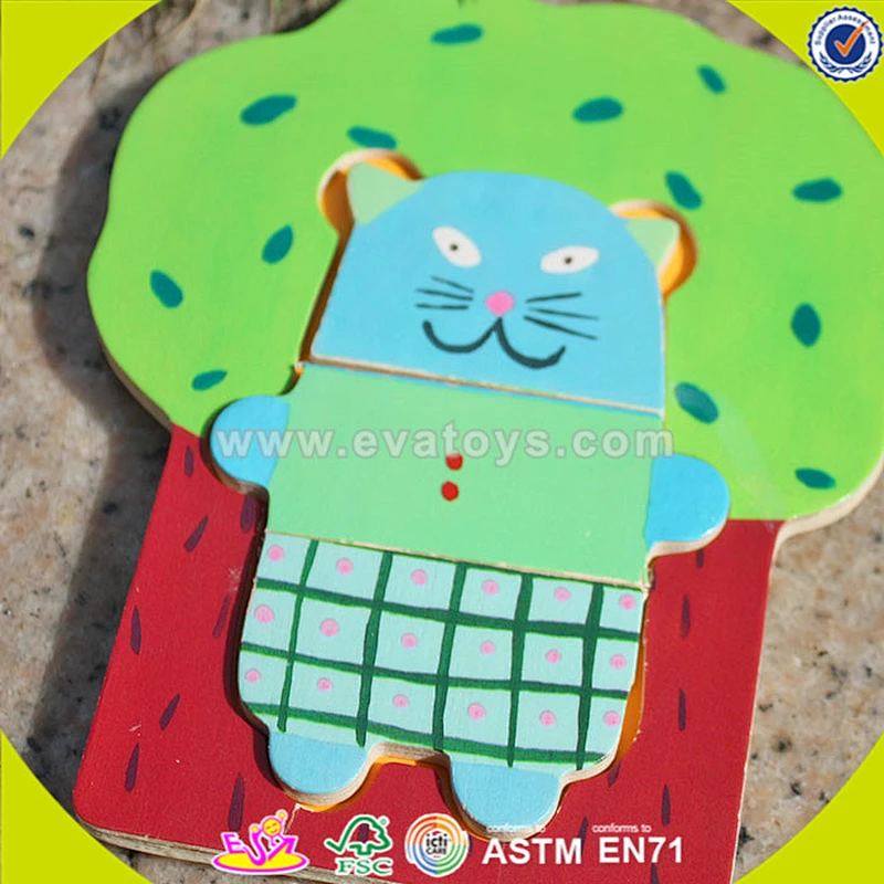 wholesale wooden bear puzzle toy mini wooden bear puzzle toy for kids lovely educational baby wooden bear puzzle toy W14D012