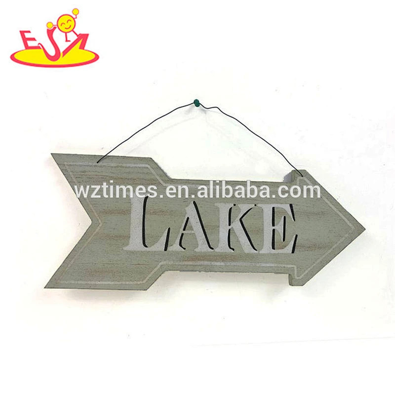 Wholesale delicate custom signs wooden arrow wall decoration guide to beach W09D036