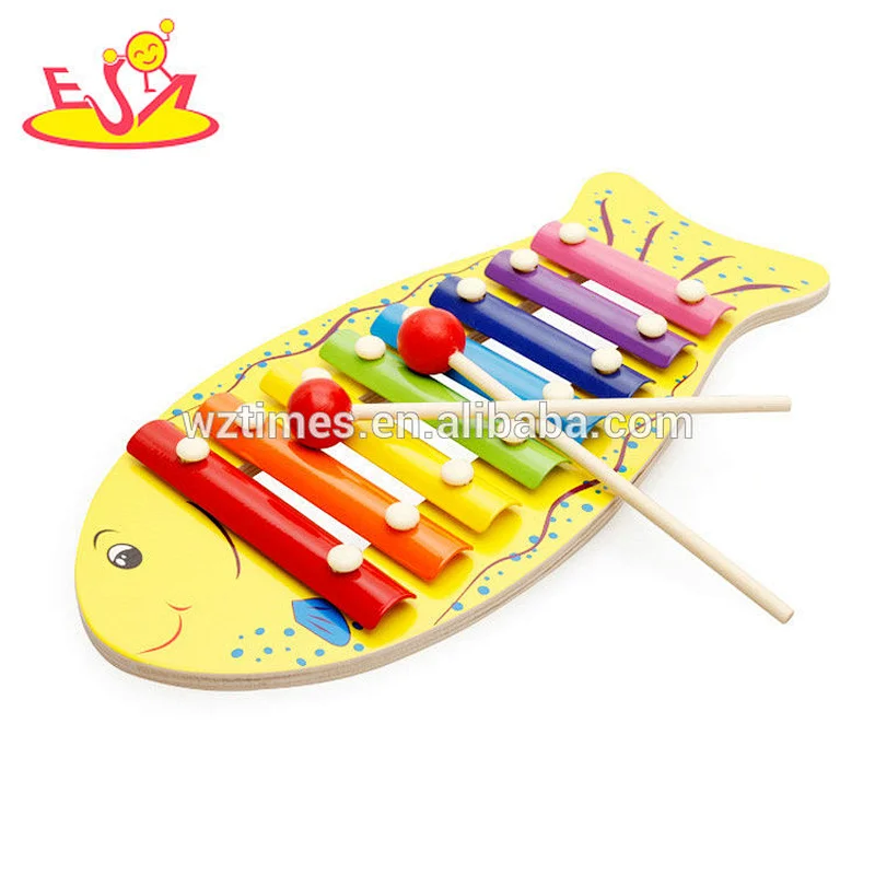 hot sale small musical instruments kids wooden xylophone with 8 metal keyboard W07C062
