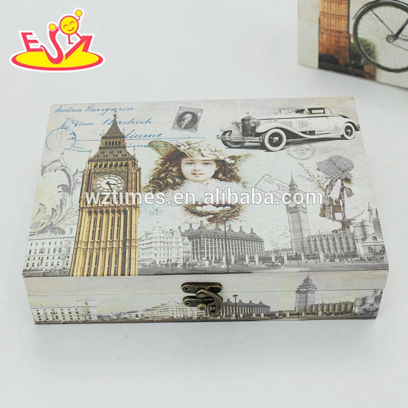 Wholesale fashionable small wooden storage box top quality small wooden box W18A032