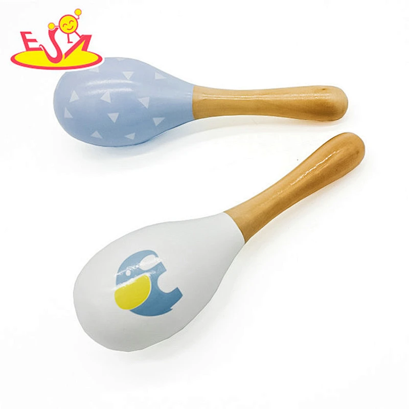 New design educational mini wooden musical toy maracas for baby W07I142