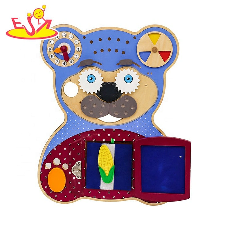 Custom bear shape wooden toddler busy board for education W12D120