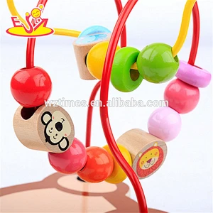 2018 wholesale cheap wooden bead toys for toddlers new design bear shape wooden bead toys for toddlers W11B139