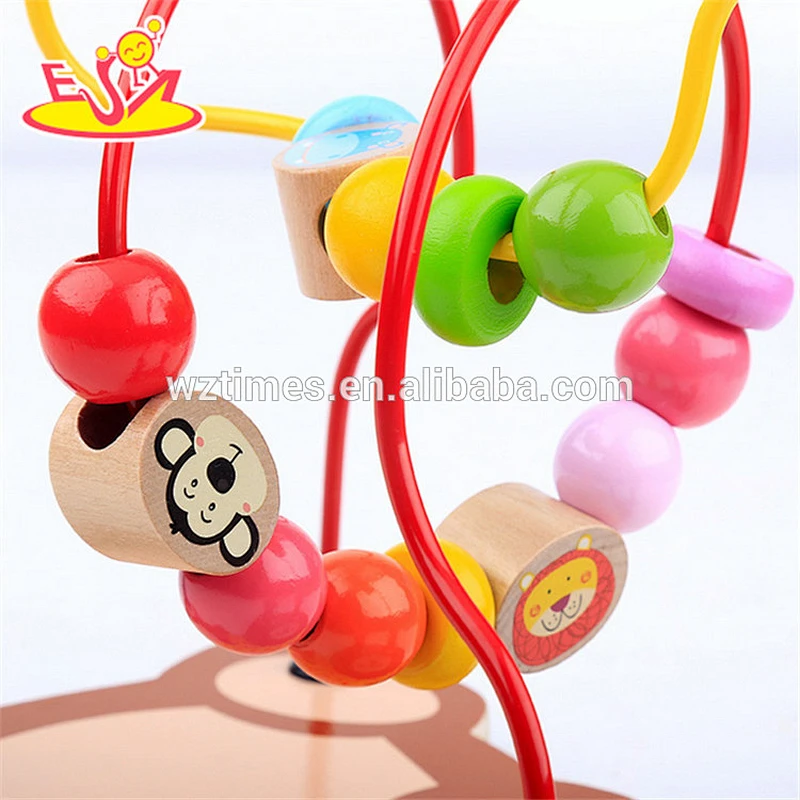 2018 wholesale cheap wooden bead toys for toddlers new design bear shape wooden bead toys for toddlers W11B139