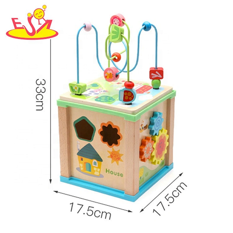 New design educational wooden activity cube for kids W11B239