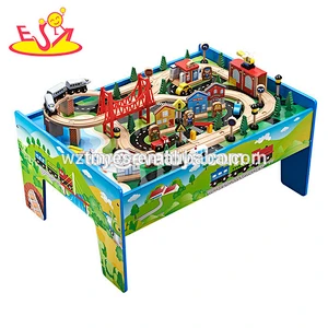wholesale most popular 90 pieces educational toy wooden model train W04C040