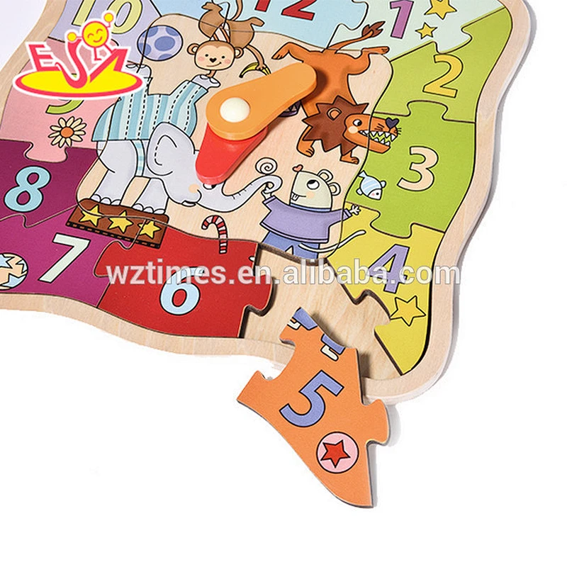 2018 Wholesale toddlers wooden puzzles new design clock shape wooden puzzles educational children wooden puzzles W14K014
