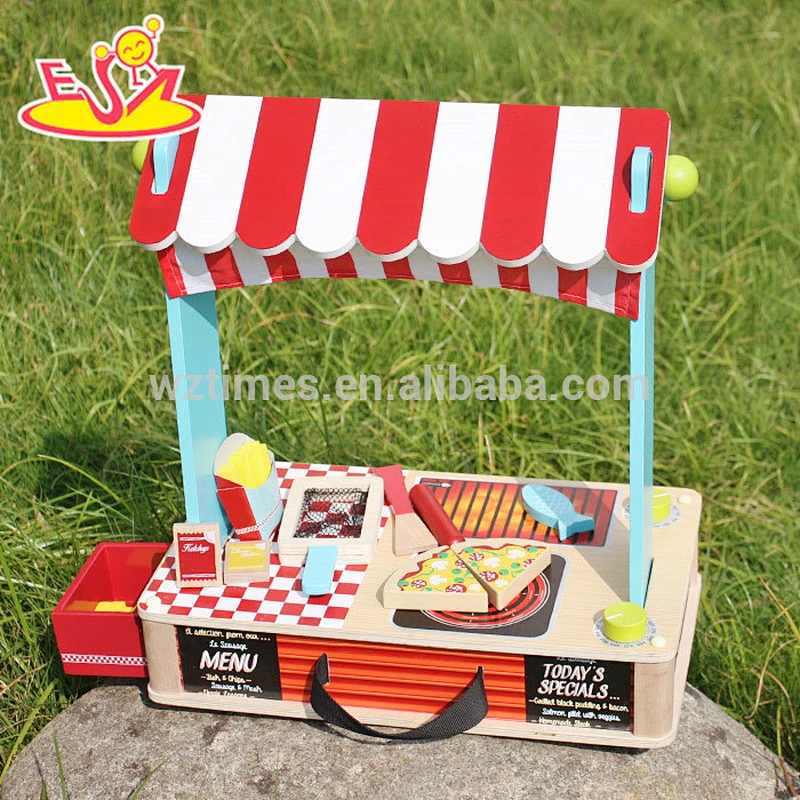 Top hottest children wooden pretend play grill with food W10D127