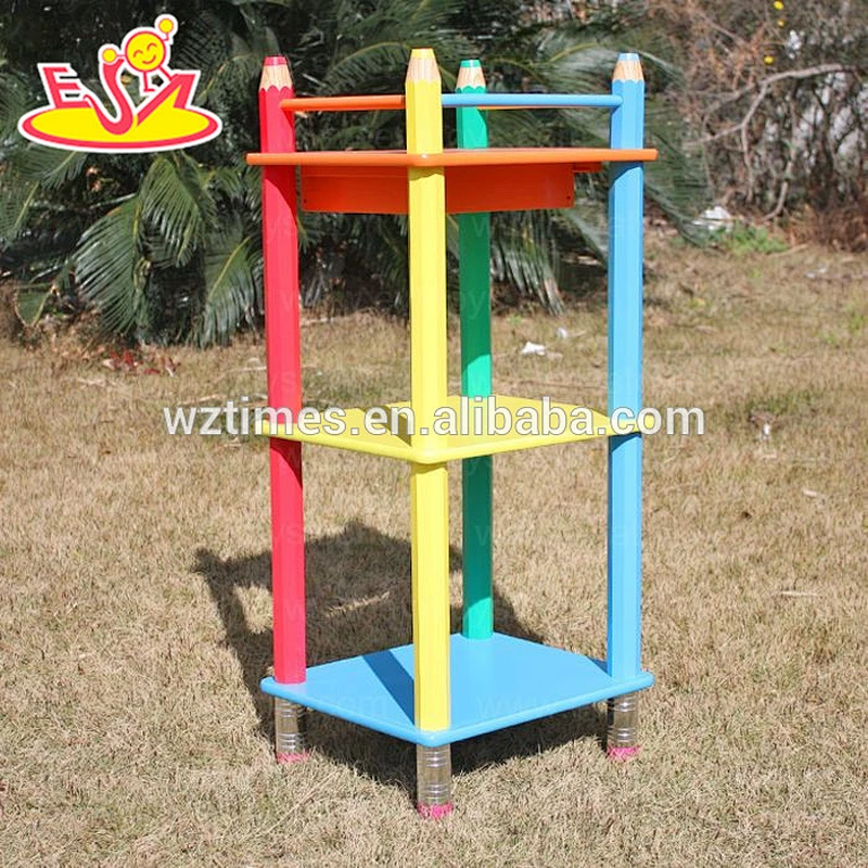 Wholesale top quality pencil style baby wooden 3 layer shelf with a drawer W08C059