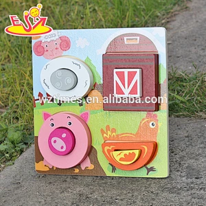 2018 New design baby wooden puzzle toy kids farm animals wooden puzzle toy top fashion wooden children puzzle toy W14D025